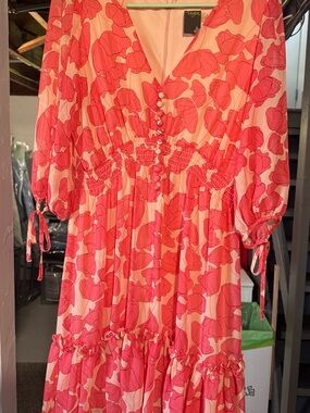 Taylor Coral and cream Floral Mini Dress